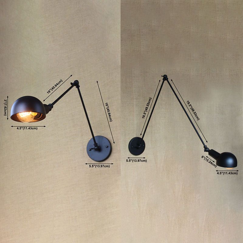 Industrial Style Metal Wall Light Long Arm Black Wall Sconce for Living Room