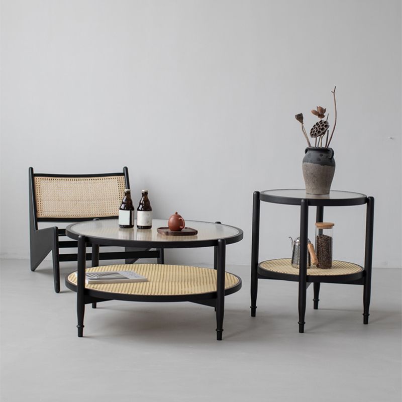 Tropical Coffee Table Solid Wood Black Coffee Cocktail Table