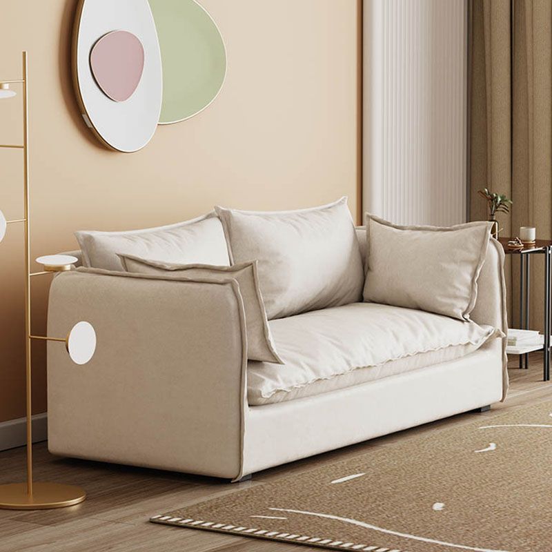 White Stationary Sofa Modern Square Arm Sofa for Living Room