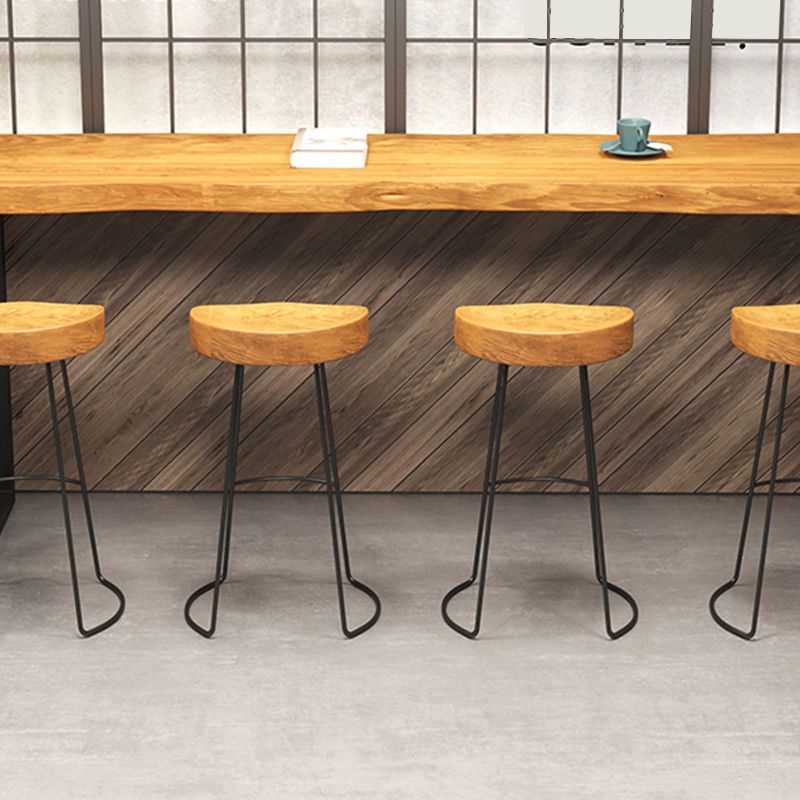 Industrial Style Bar Stool Wood Counter Bar Stool with Metal Legs for Home