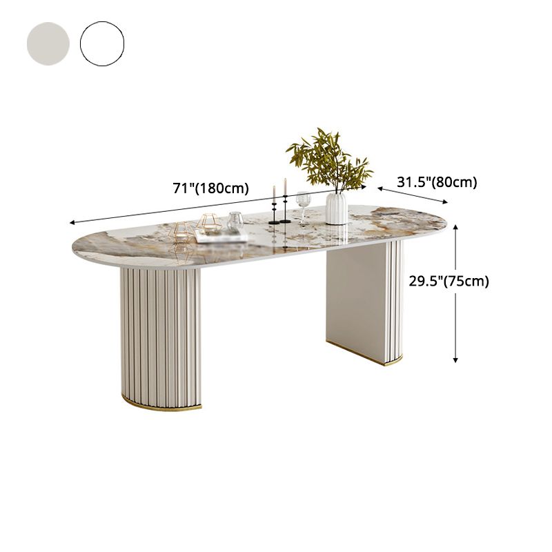Glam 1/2/5/6/7 Pieces Dining Set Oval Sintered Stone Dining Table Set