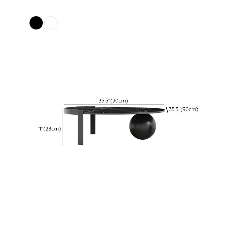 Round Stone Coffee Table Set Stainless Steel Simple Cocktail Table