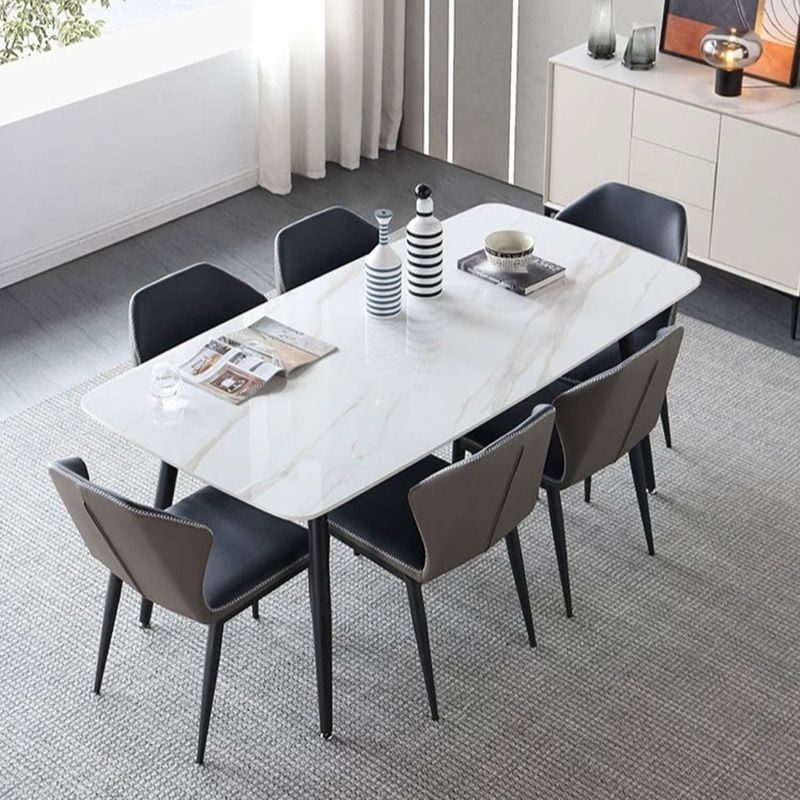 Industrial Metal Dining Armless Chair Faux Leather Dining Chairs for Restaurant Use