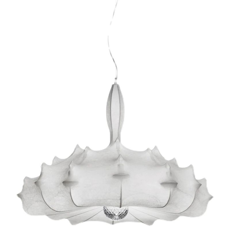 Luminaire de pendentif en soie blanche moderne 1 lumière de plafond géométrique à la lumière