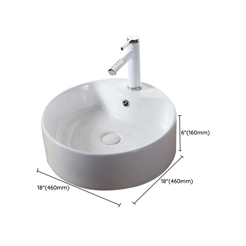 Modern Vessel Bathroom Sink Rectangular Porcelain Drain Vessel Sink(Not Included Faucet)