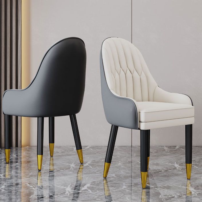 Faux Leather Dining Chairs Modern Parsons Chair with Wood Legs