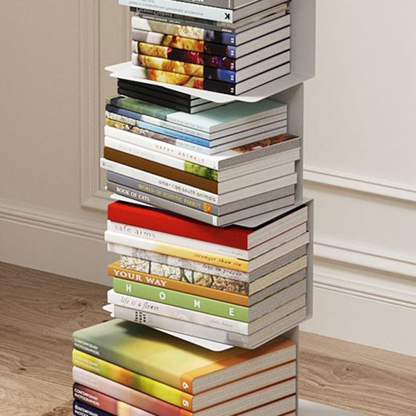 Modern Style Bookshelf Closed Back Standard Metal Bookcase for Study Room