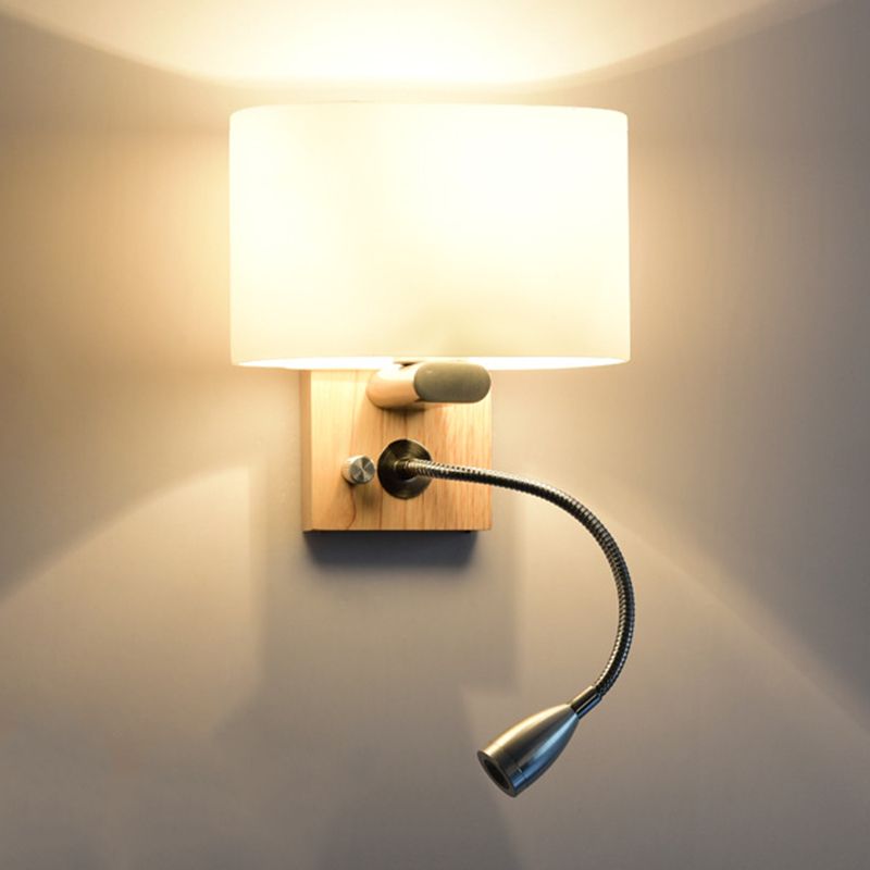 Oval Glass Shade Simplicity Wall Lamp Adjustable Spotlight Design Modern Style LED Bedside Reading Light with Wooden Base