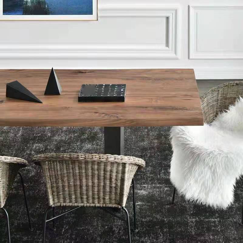 Table de salle à manger Glam de forme rectangulaire, double guéridon avec bois massif