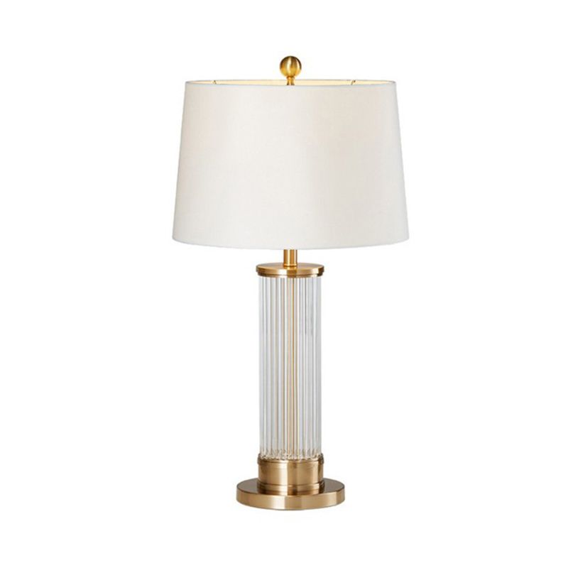 Modernist Cylindrical Task Lighting Beveled Crystal 1 Bulb Small Desk Lamp in Gold