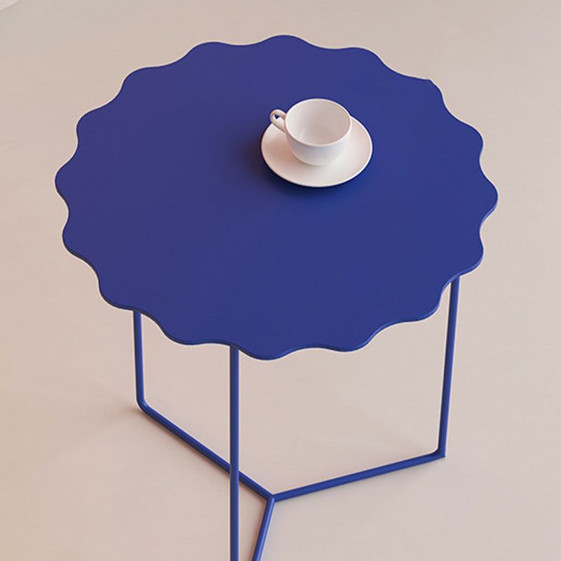 19.68" Tall Cross Legs End Table Metallic Blue Accent Side Table