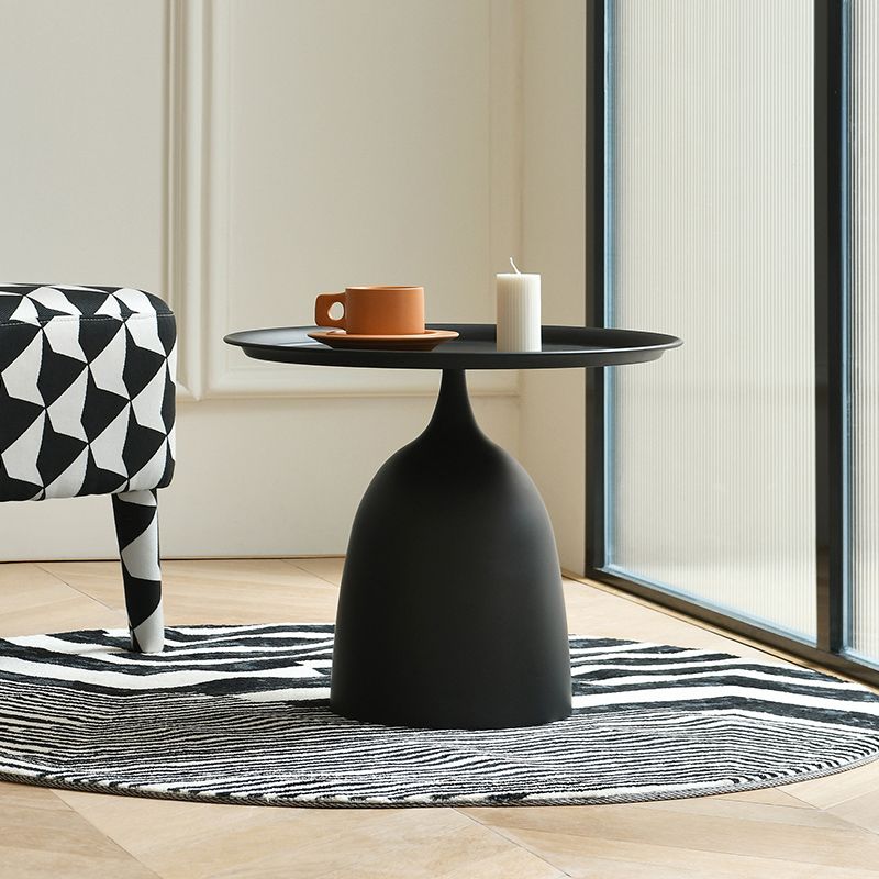Mid-Century Metal Round Tray Top Side Table Pedestal End Table