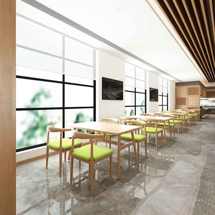 Rectángulo Conjunto de comedor contemporáneo MDF Conjunto de muebles de comedor de altura estándar con base de caballete