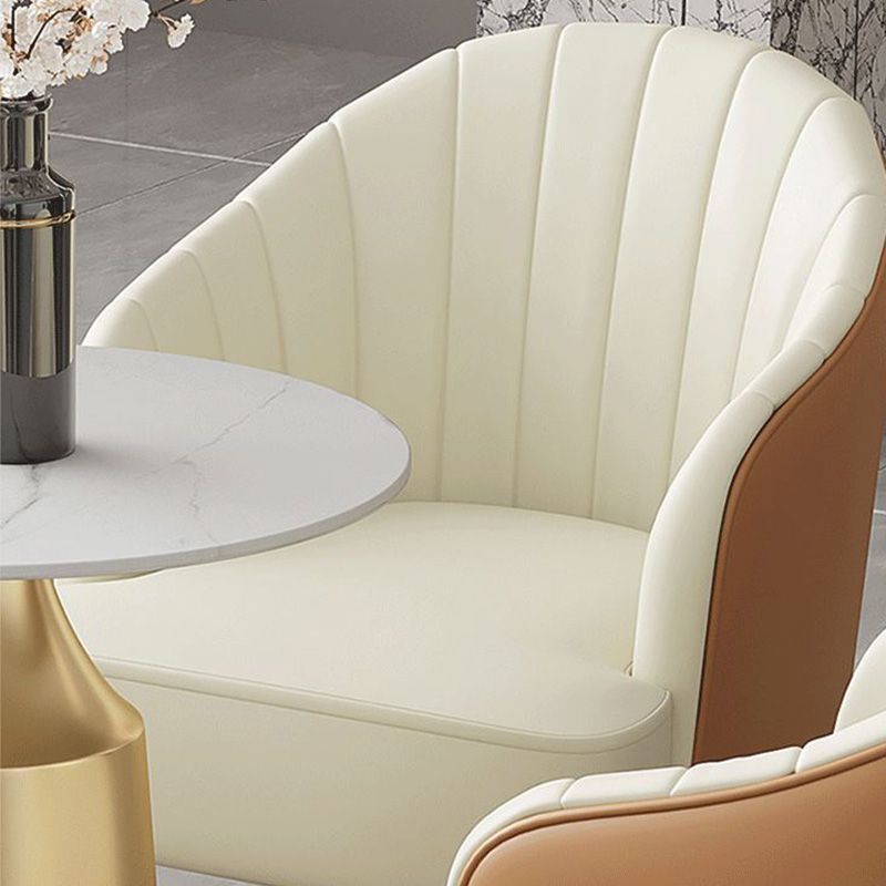 Modern Round Dining Table Glossy White Stone Top Table for Home