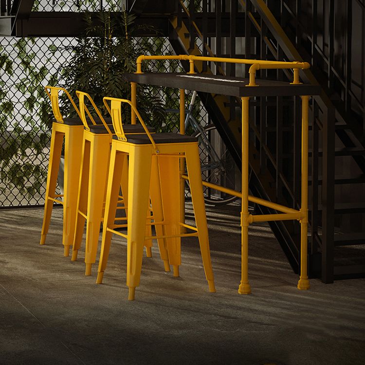 Wood and Metal Bar Stool and Table Set 1/3/4/5/6 Pieces Rectangular