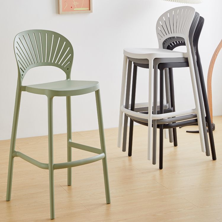 Low Back Plastic Dining Stools Armless Bar Stools with Footrest