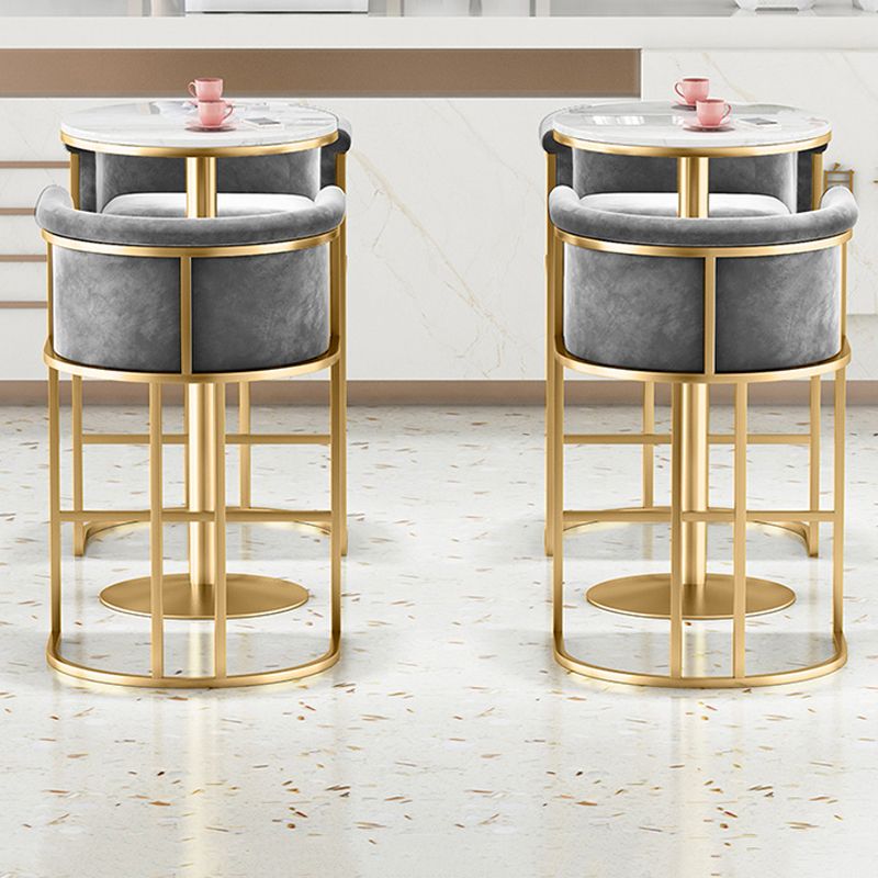 Glam 1/3/5 Pieces Bar Table Set Rectangle Stone Counter Table with High Stools for Kitchen