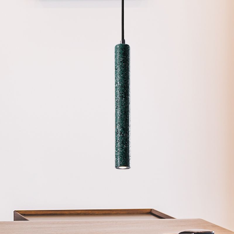 Tube Pendant Lighting Nordic Cement 1 Light Yellow/Blue/Green Hanging Ceiling Light, 12"/21.5"H