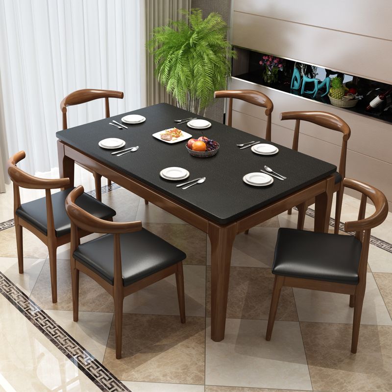 Simplicity Rectangle Dining Site Table Stone Dining Room Collection with 4 Legs