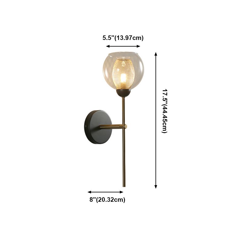 1-Light Round Shade Modern Simple Style Glass Wall Lighting Fixtures in Gold