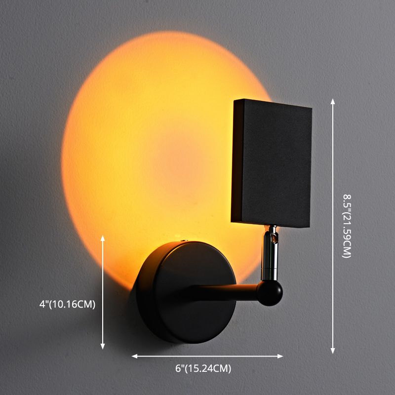 Minimalist Rectangular Sunset Light Aluminum Living Room LED Wall Lamp in Black