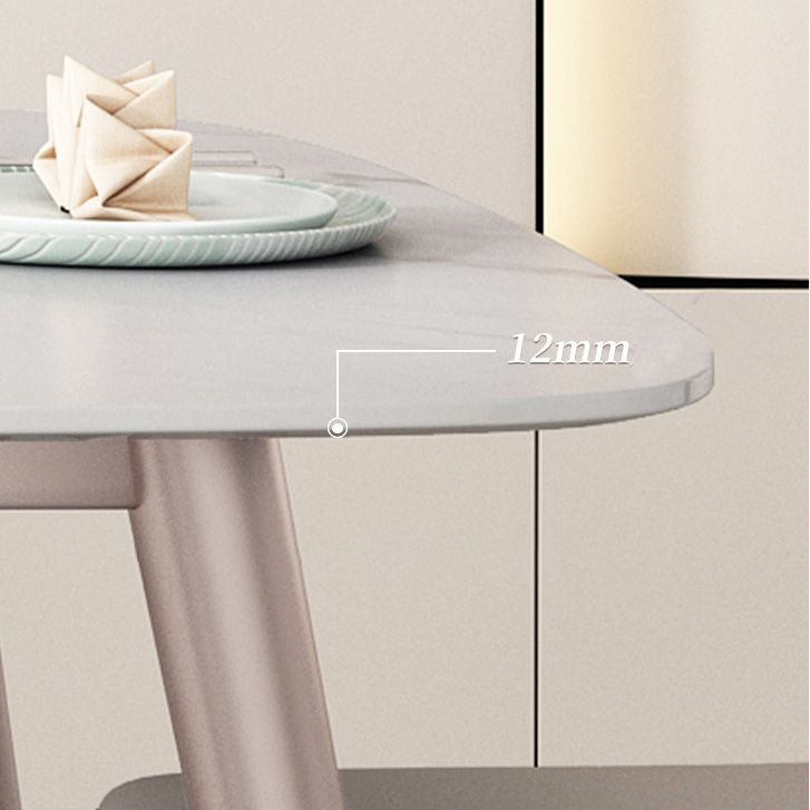 Glam Dinette Table Rectangle Stone Dining Room Table in White