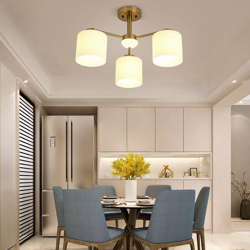 Luces de montaje de semi rascijada de estilo modernista Cilíndrico Cilindro de lámpara de techo de vidrio en oro