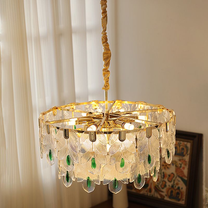 Contemporary Style Geometry Pendant Chandeliers Glass Hanging Chandeliers in Gold