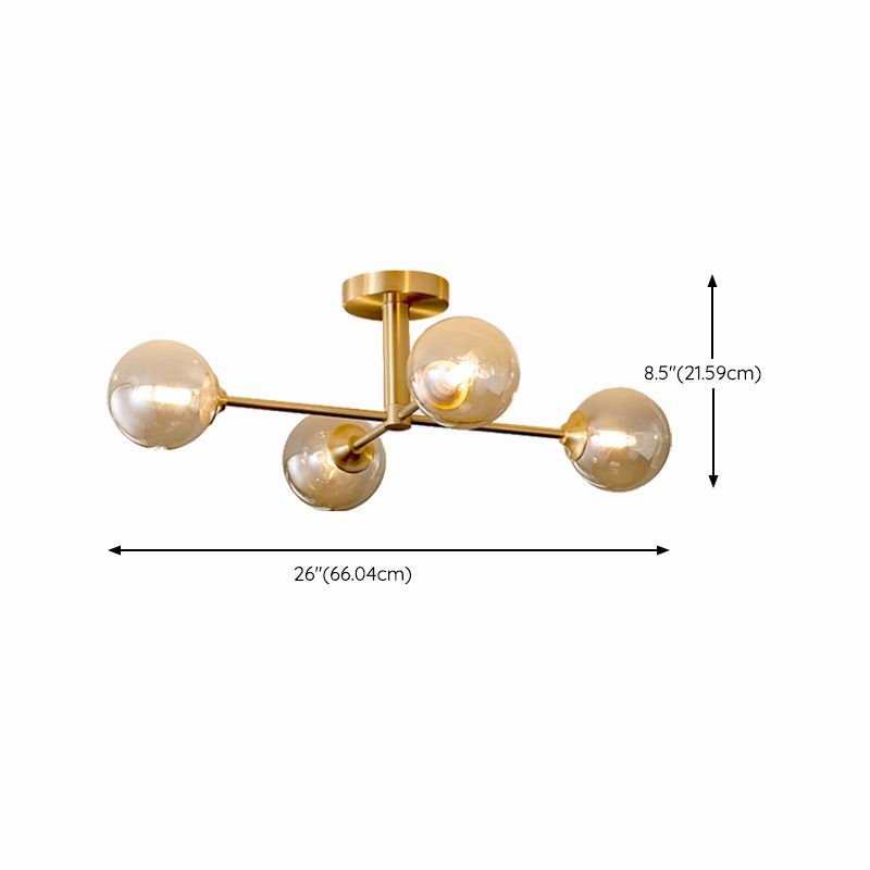 Nordic Style Golden Ceiling Lamp Glass Shade Ceiling Light for Living Room
