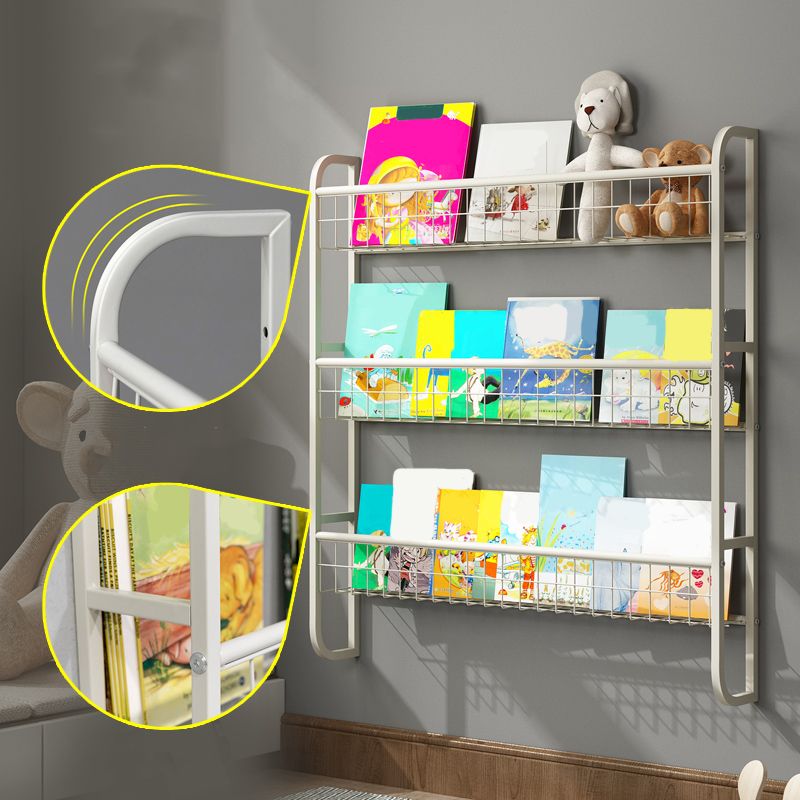 Floating Contemporary Bookcase Metal Closed Back Bookshelf with Shelves