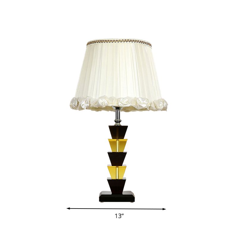Witte nachttafellamp met enkele lamp Landelijk K9 kristallen trapezium nachtkastje licht voor slaapkamer