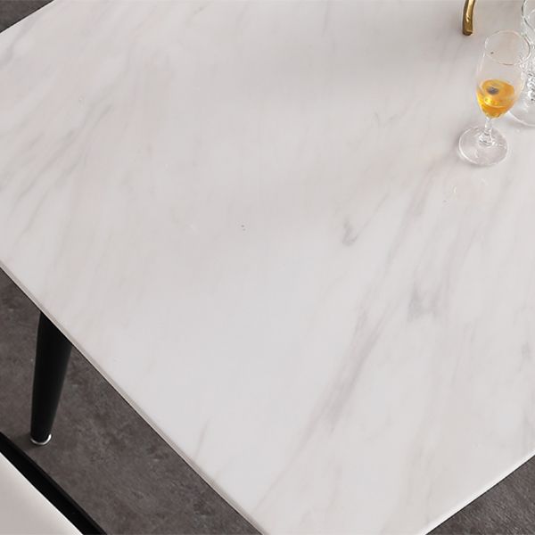 Industrial White Table for Restaurant Rectangle Dining Table with Black 4 Legs