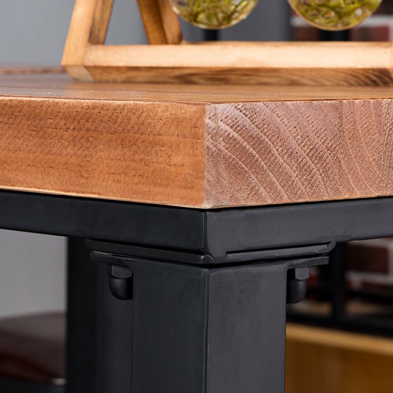Solid Wood Dining Table Industrial Brown Top Dining Table with Black Frame