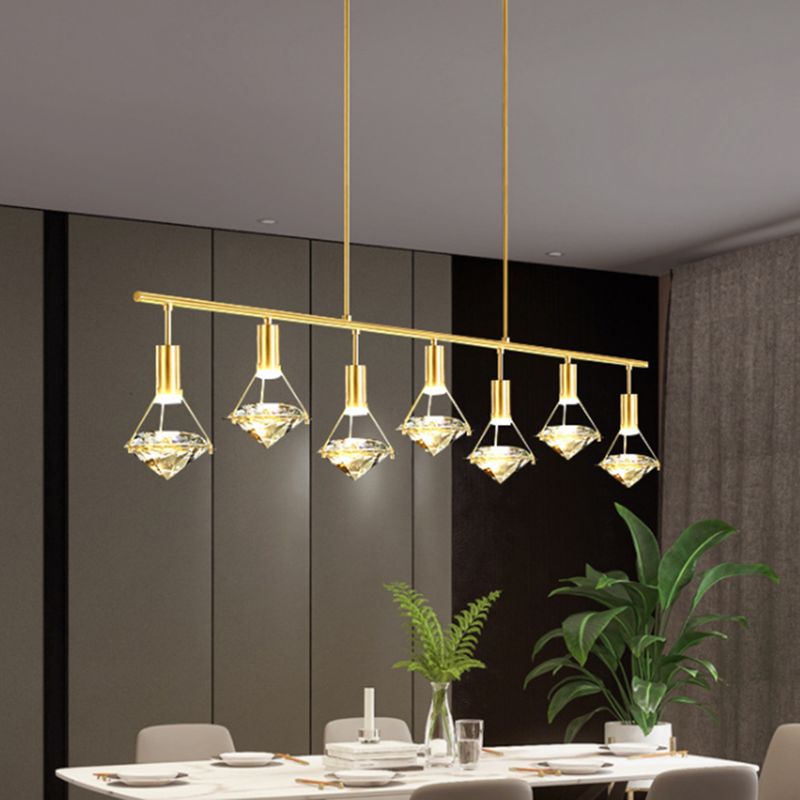 Crystal Diamond Island Lighting Postmodern Gold Finitura a pendente LED Finitura