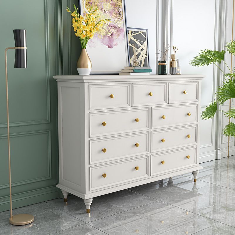 Glam Solid Wood Chest Home Storage Chest in White with Drawers