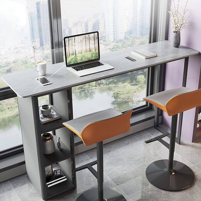 Metal and Slate Rectangular Table, Gorgeous Style Home Minimalist Balcony Bar Table