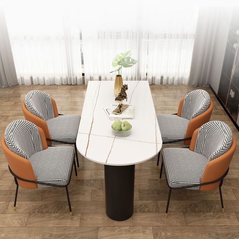 Free Form Sintered Stone Dining Table Modern Dining Table with Double Pedestal for Home
