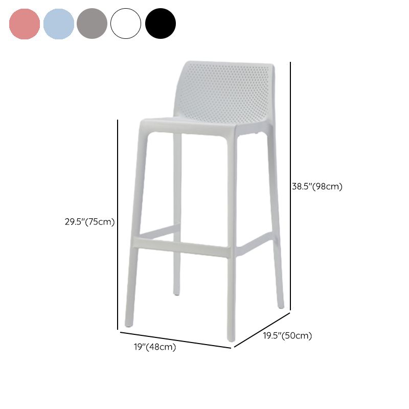 Contemporary Low Back Indoor Plastic Armless Bar Stool with Footrest