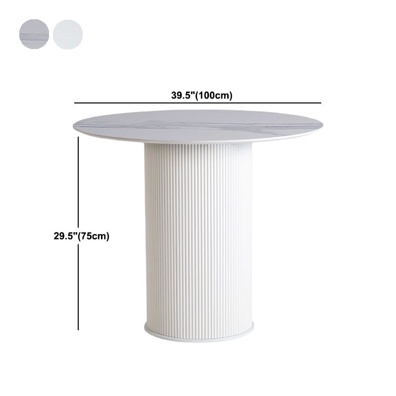 Simplicity Round Top Restaurant Table White Metal Base Dining Table