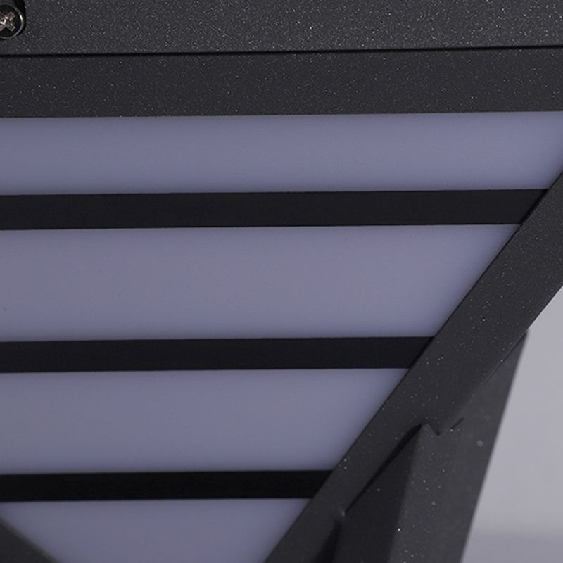 Cone Shape Metal Solar Pillar Lamp Modern 1 Light Outdoor Waterproof Light in Black
