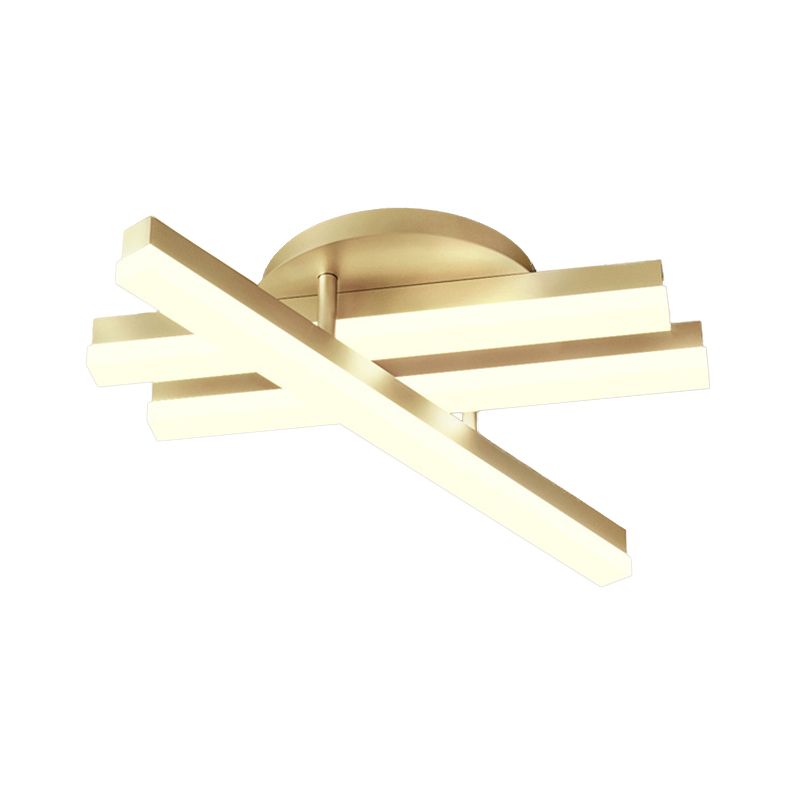 Linear Flush Mount Ceiling Light Minimal Acrylic LED Gold Lighting Fixture in Warm/White Light for Bedroom