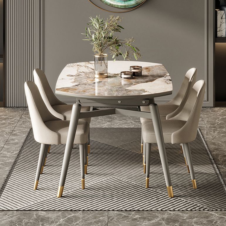 Mesa de comedor extensible moderna mesa redonda de comedor con 4 patas de madera