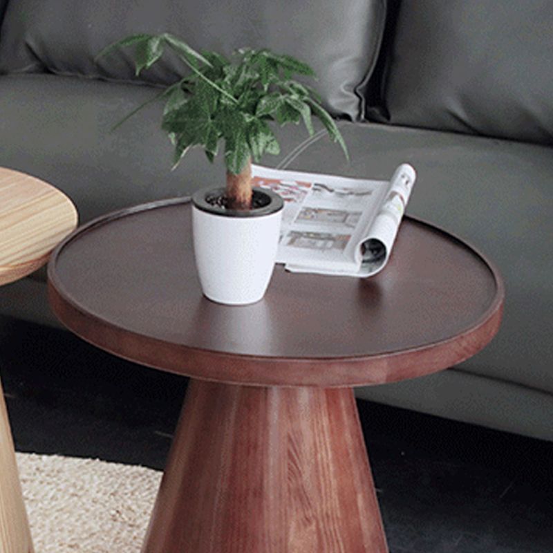 Scandinavian Solid Wood Round Pedestal Living Room Side End Table