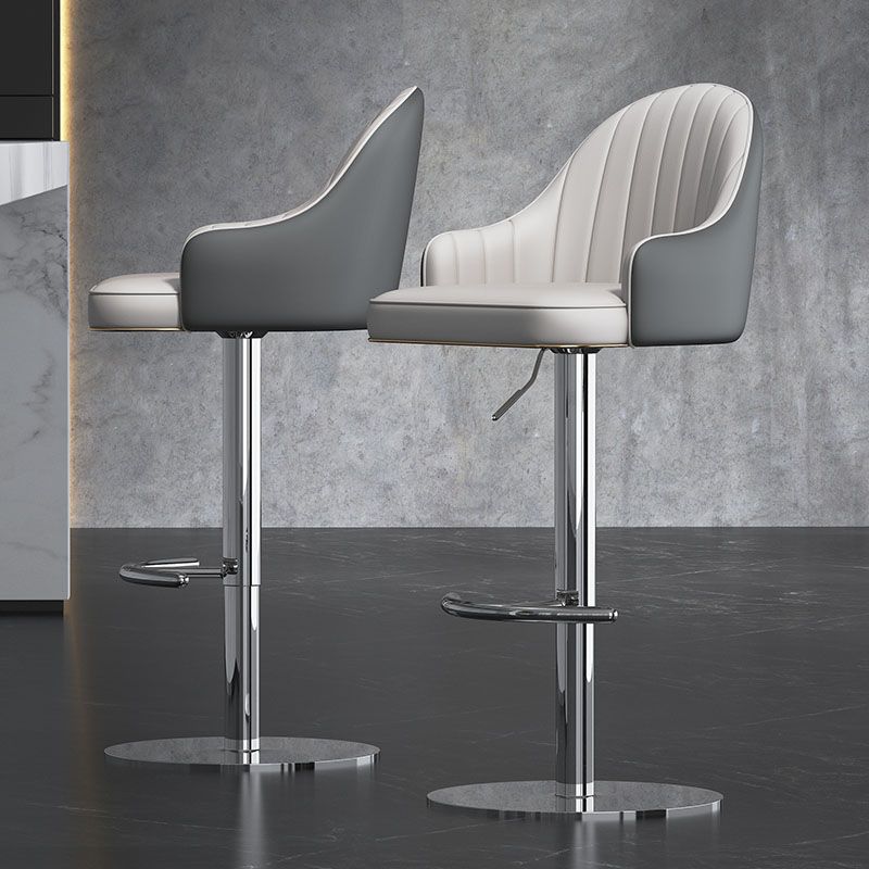 Swivel Adjustable Height Patio Bar Stool Upholstered Indoor Bar Stool with Chrome Base