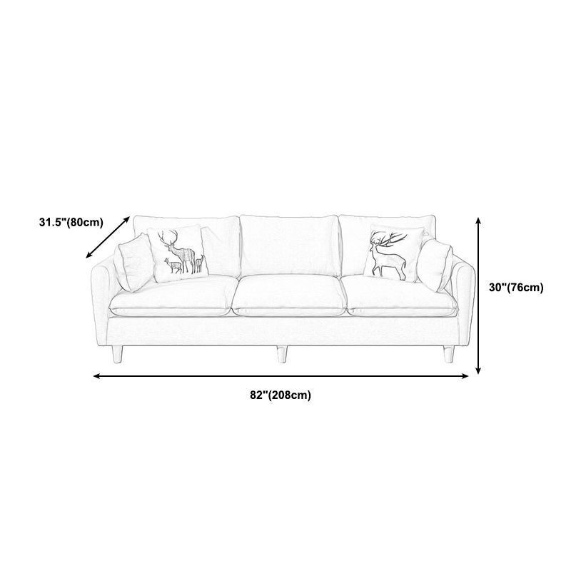Fabric 3 Seater Settee Furniture Square Arm Standard Sofa with 3 Pillows
