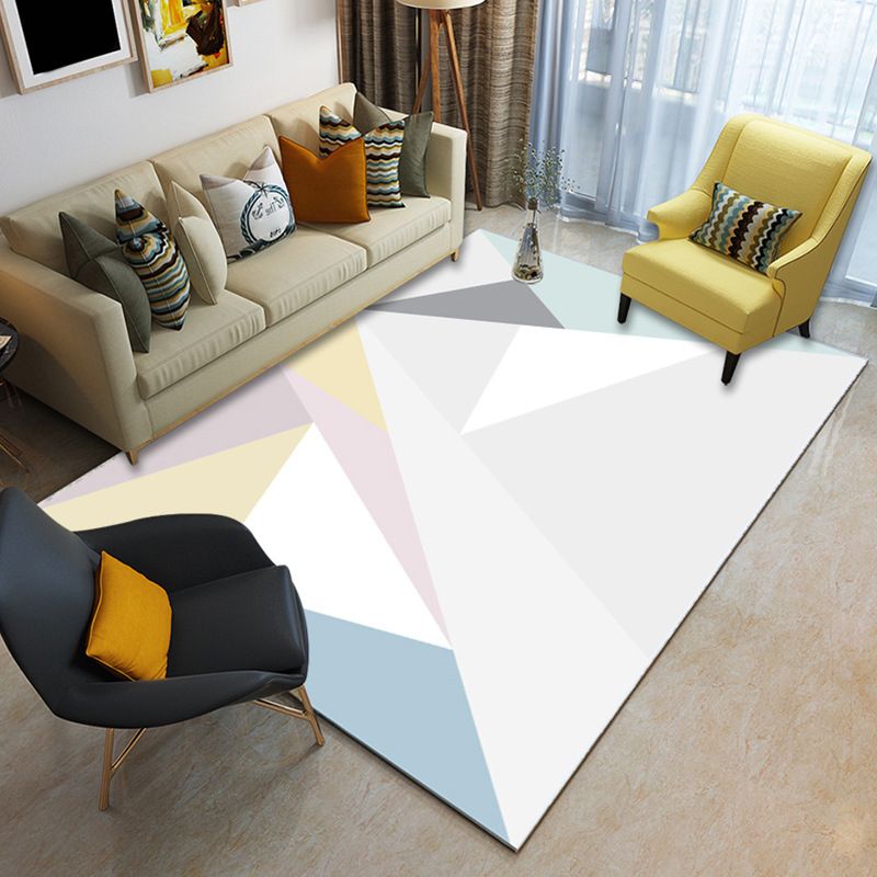 Multi Color Geometrical Rug Synthetics Contemporary Area Carpet Pet Friendly Non-Slip Backing Washable Rug for Living Room