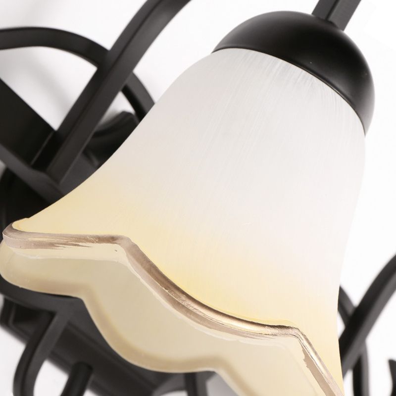 Traditional Style Shaded Wall Mounted Lighting Glass Wall Mounted Light in Black