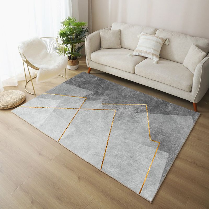 Fancy Grau Area Teppich Geometrisches Muster Polyesterbereich Teppich nicht rutscher Backing Teppich für Wohnkultur
