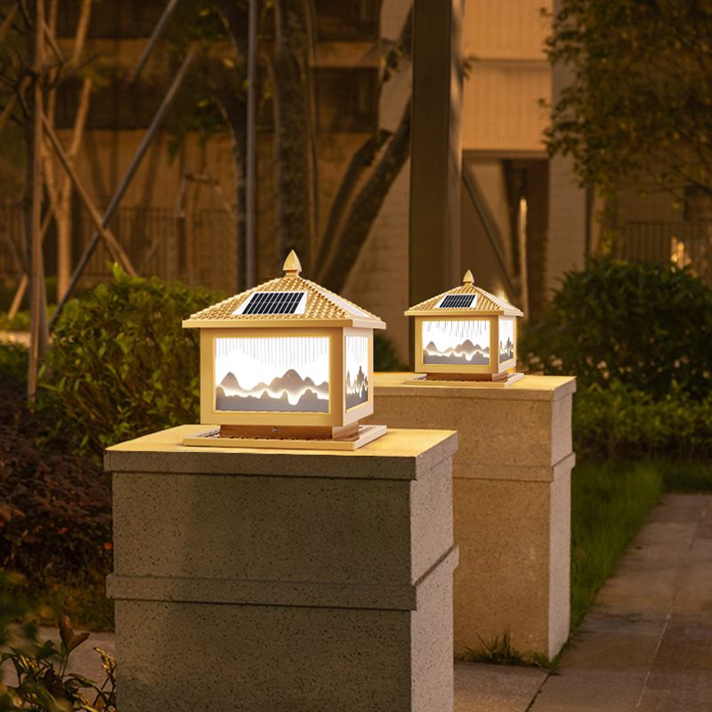 Contemporary LED Pillar Light Household Solar Lighting Fixture for Garden