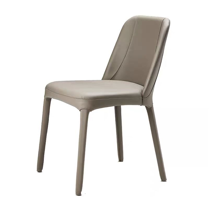 Faux Leather Kitchen Dining Chairs Parsons Chairs with Metal Base